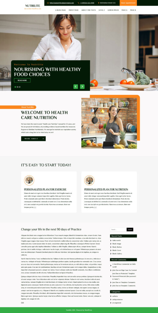 Free Nutrilite WordPress Theme
